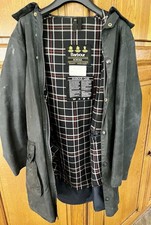 Barbour Border Blue C38 Vintage Waxed Jacket with Hood good condition