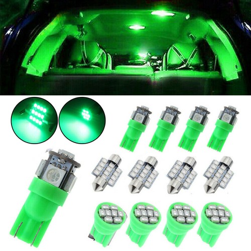 13pcs green led lights car - green,