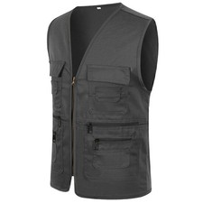 Mens Fishing Vest Body Warmer Gilet Multi Pocket Hiking Waistcoat Utility