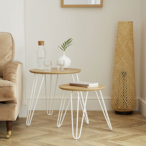 Side table oak effect white - side,