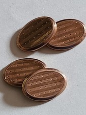  9ct Gold engine turned Chain Link Cufflinks, Hallmarked Birmingham 1904, 