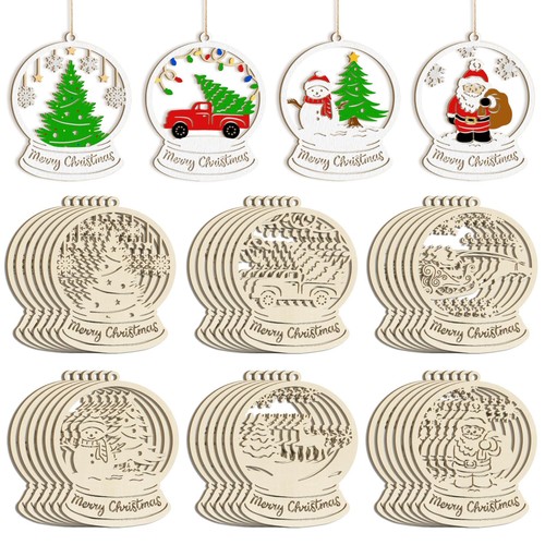 36pcs wooden hollow christmas - 36pcs,