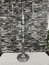 Silver Metal 5-Candle Floor Standing Candelabra 5-Arm Candle Holder