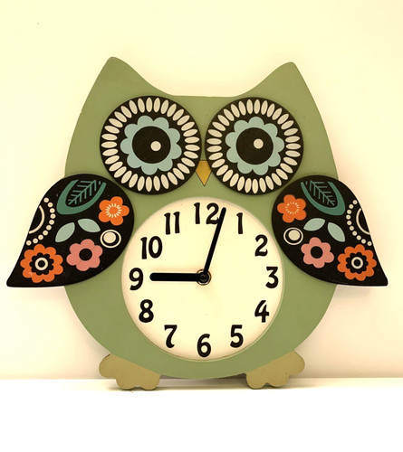 Owl wall clock colourful - owl,