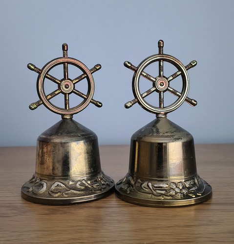 Brass bells ship - wheel, vintage