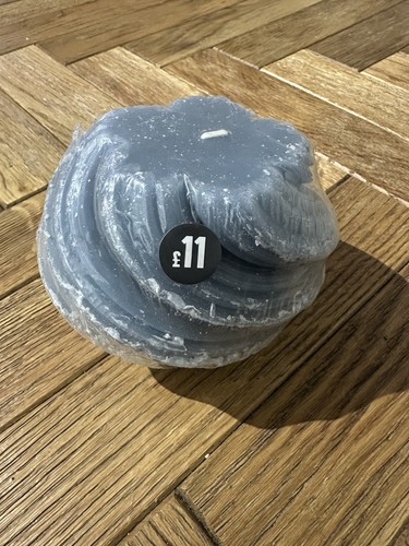 Large dusty blue spiral candle - large,