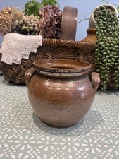 Vintage Rustic Stoneware Soup Pot / Cauldron Bowl with Handles Brown Glazed
