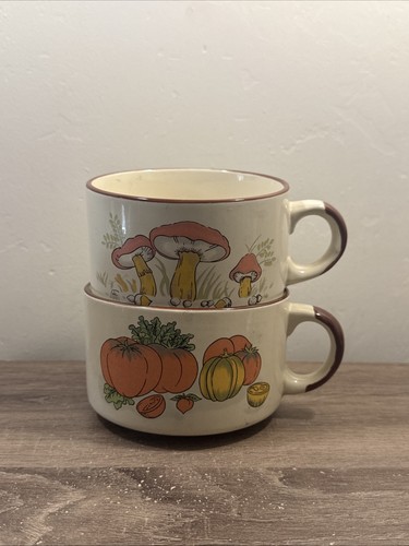 Vintage ceramic soup mugs set - vintage,