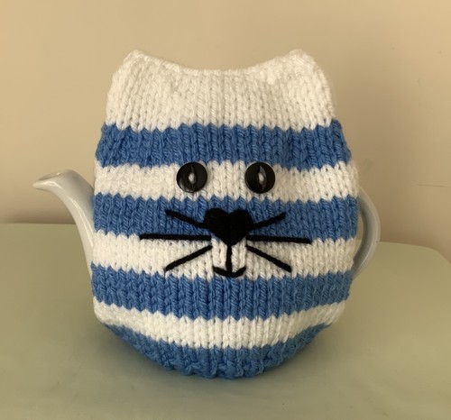 New hand knitted blue - hand, blue/white