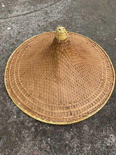 Vintage asian wicker hat - vintage,