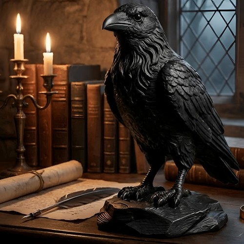 Gothic raven skull ornament - raven, on