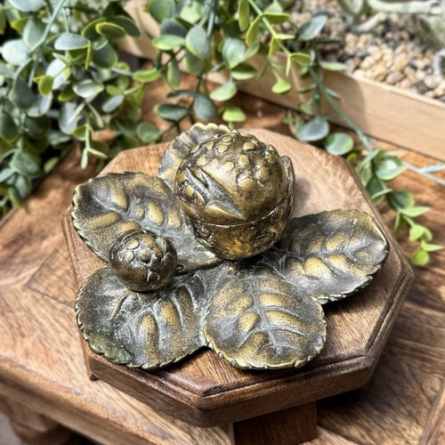 Vintage brass acorn inkwell - vintage,