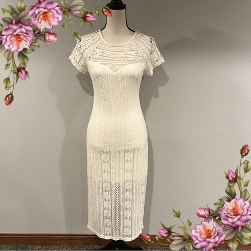 Cream short sleeve lace maxi