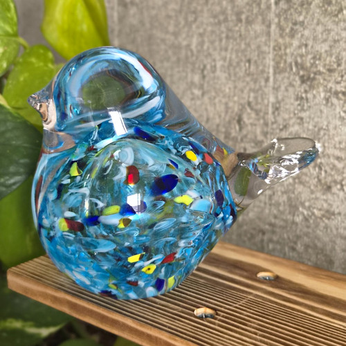 Blue glass bird figurine - glass, –