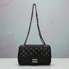 Black Quilted Classic Faux