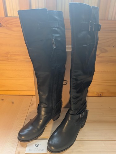 Ugg black leather knee - , boots