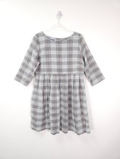 Toast Dress Size 12 Grey Check Gathered Relaxed Casual Smock Brushed Lined
