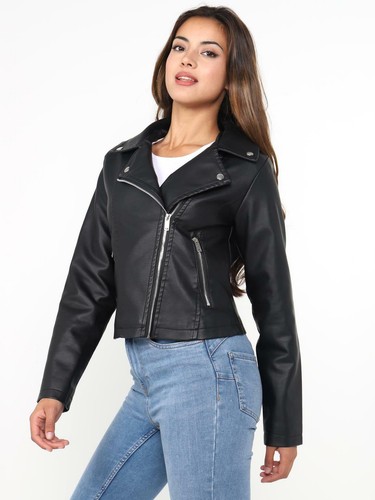 Womens faux leather biker - faux,