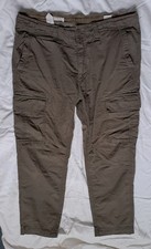 Fat Face slim fit 100% Cotton Cargo Combat Trousers 34S khaki / olive green