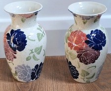 Vintage Staffordshire Royal Winton floral vase spongeware blue pink green VGC