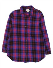 L.L.BEAN Womens Relaxed Fit Flannel Shirt UK 14 Medium Purple Check Cotton AB12
