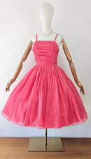 1950s Watermelon Pink Chiffon