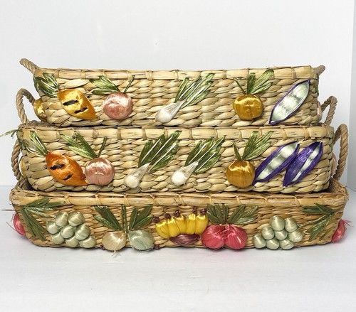 Vintage wicker nesting - wicker, basket