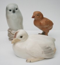 3X ROYAL COPENHAGEN B&G BIRDS SNOWY OWL 1741,CHICK,266 & CHICK 2194