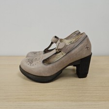 Dr Martens 12321 Day Of The Death Grey Skull Mary Jane Chunky Heel Boots Uk 4