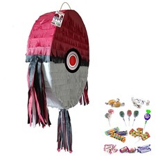 Red and white round Pinata