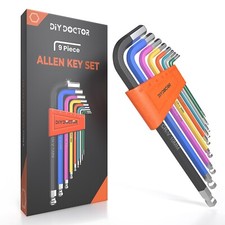 Allen Key Set Hex Metric 9pc Ball End Long Folding Colour Coded Design Alan Keys