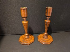 Pair Of Wooden Candlesticks Candle Holders