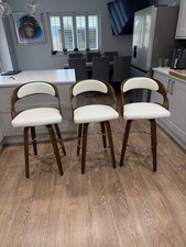 Alicia Walnut Bar Stools White