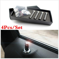 Set 4Pcs Black Real Carbon Fiber Door Handles Lock Pins Knobs Car Vehicle Part