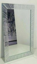 New Elegant Silver Glitter Wall Mirror Stylish Look Living Room Bedroom 40x60cm