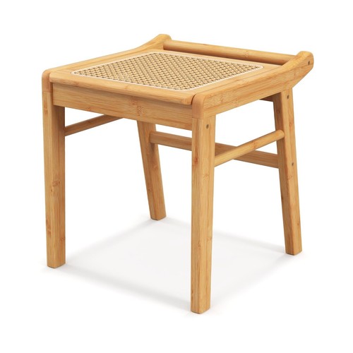 Bamboo vanity stool rattan - stool, top