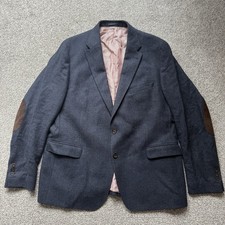 Gant Jacket Mens EU 58 Blue Tweed 100% Wool Elbow Patch Blazer