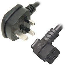 C19 UPS Power Cable Lead UK 3 Pin Plug to Right Angled IEC Mains Server 2 5m