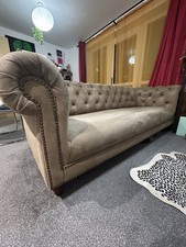 Tan Chesterfield 3 Seater Sofa - pick up only.