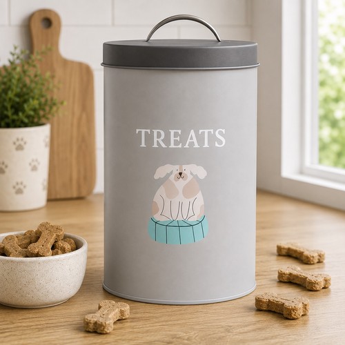 Round grey pet dog - pet, treat