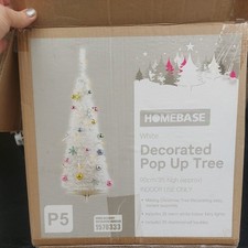 Vintage Homebase 3ft White Pop Up Christmas Tree Decorations Boxed Unused