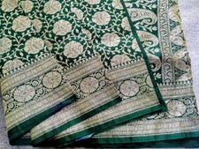 banarasi katan saree green