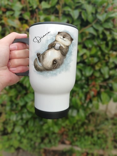 Otter travel mug - otter, personalised
