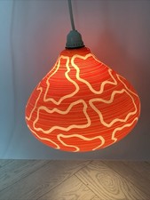Mcm 1950s Frosted Glass Atomic Lampshade Red & White Milk Glass Retro #