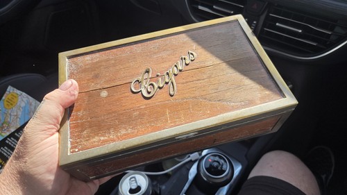 Antique wooden cigarette box - wooden,