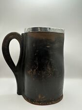 Antique Bombard Jug / Leather And Silver / Tankard / Blackjack 
