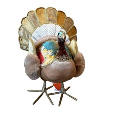 Rachel Ashwell Farmhouse Embellished Fabric Turkey 11x15 Thanksgiving Decor 