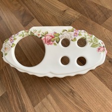 Vintage Hadida Tumbler And Toothbrush Holder Floral Bone China Wall Mounted 