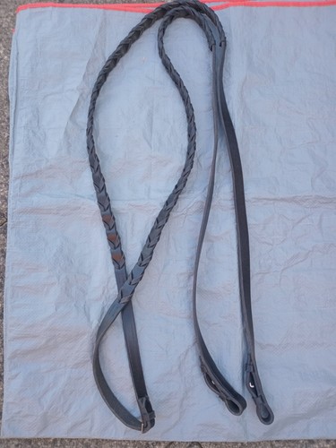 Black english leather plaited - black,