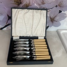 Antique Silver Fish Knives and Fork Cutlery Set In Presentation Box